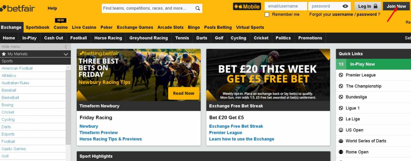 Betfair registration guide