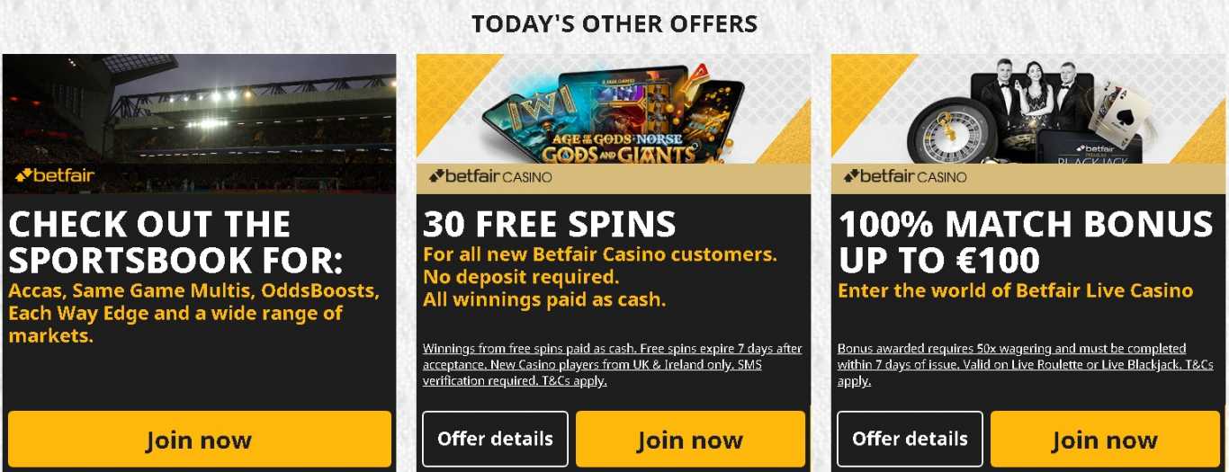 Betfair promo code offers